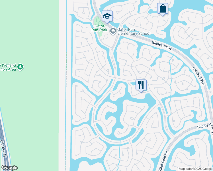 map of restaurants, bars, coffee shops, grocery stores, and more near 1305 Majesty Terrace in Weston