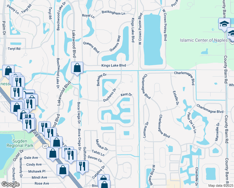 map of restaurants, bars, coffee shops, grocery stores, and more near 3408 Fuchsia Court in Naples