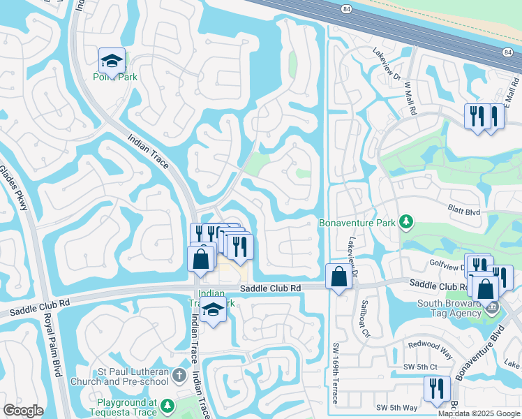 map of restaurants, bars, coffee shops, grocery stores, and more near 421 Cameron Drive in Weston