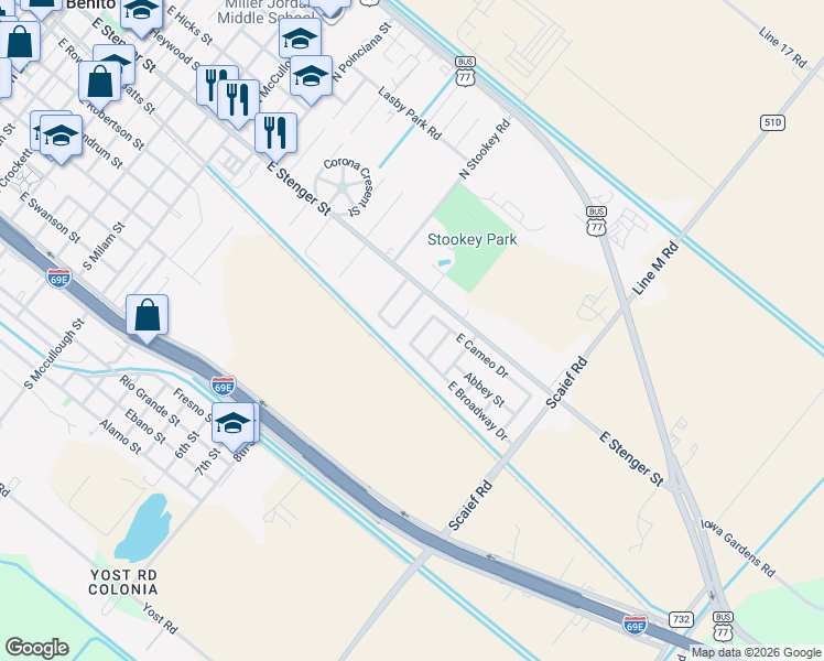 map of restaurants, bars, coffee shops, grocery stores, and more near 164 Lantana Cir in San Benito