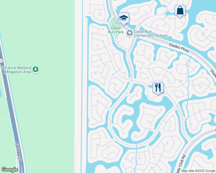map of restaurants, bars, coffee shops, grocery stores, and more near 1342 Plumosa Way in Weston