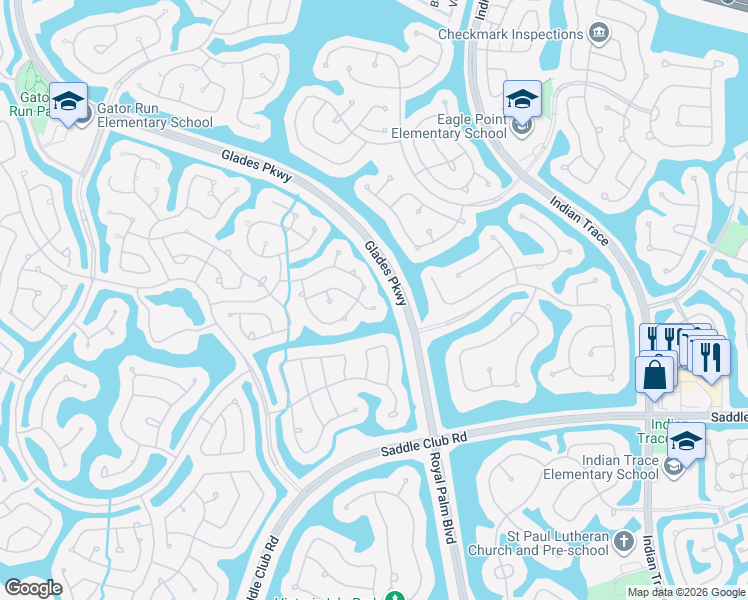 map of restaurants, bars, coffee shops, grocery stores, and more near 1539 Cardinal Way in Weston