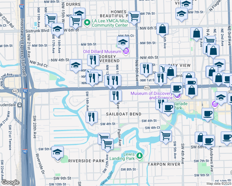 map of restaurants, bars, coffee shops, grocery stores, and more near 1116 Arpeika Street in Fort Lauderdale