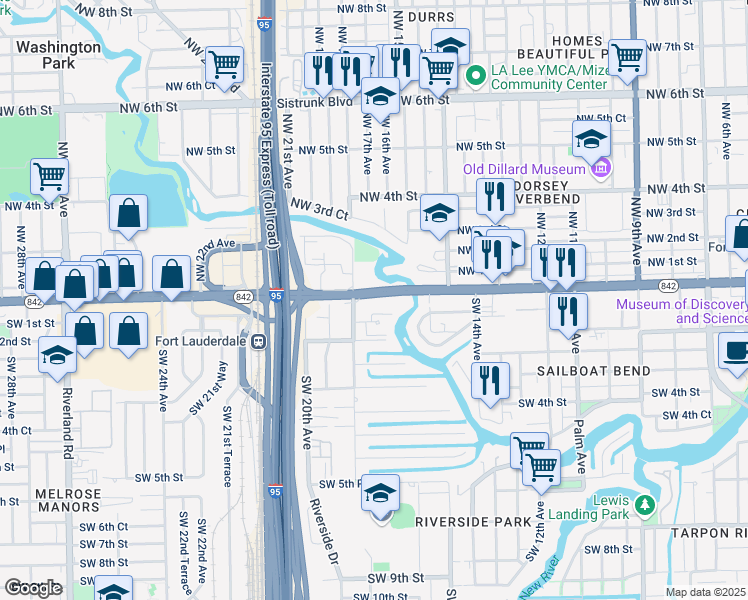 map of restaurants, bars, coffee shops, grocery stores, and more near 1700 Florida 842 in Fort Lauderdale