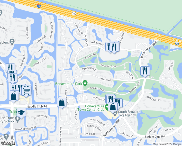 map of restaurants, bars, coffee shops, grocery stores, and more near 51 Whitehead Circle in Weston