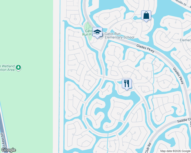 map of restaurants, bars, coffee shops, grocery stores, and more near 1491 Zenith Way in Weston