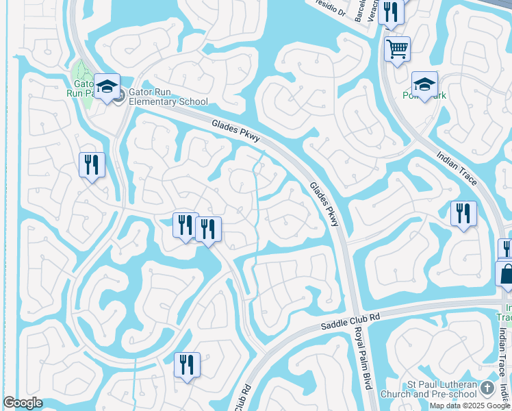 map of restaurants, bars, coffee shops, grocery stores, and more near 1406 Sandpiper Circle in Weston