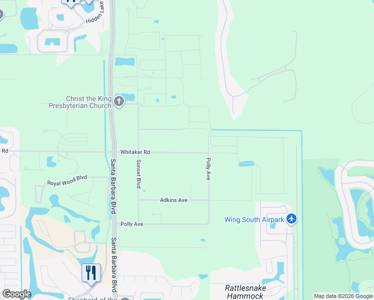 map of restaurants, bars, coffee shops, grocery stores, and more near 6234 Whitaker Road in Naples