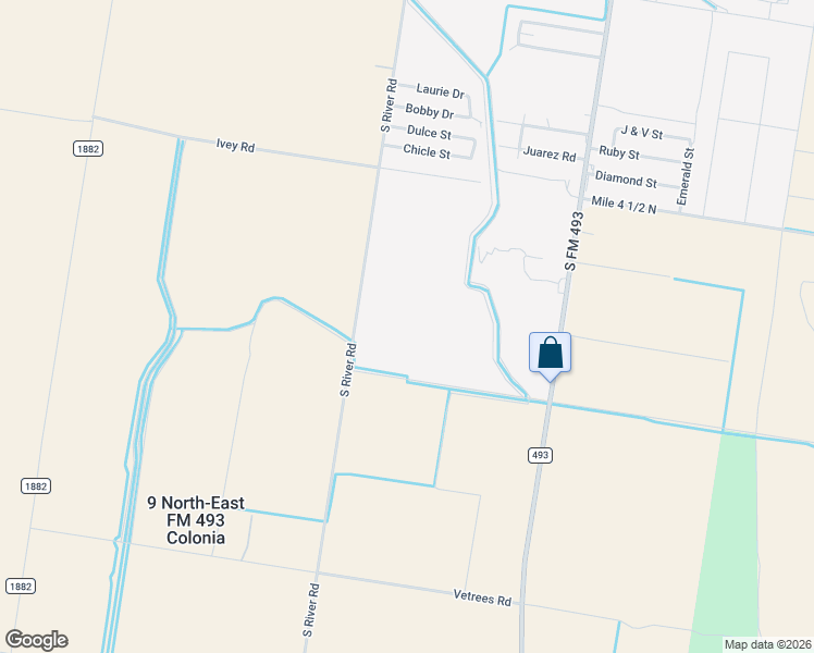 map of restaurants, bars, coffee shops, grocery stores, and more near 3525 South River Road in Donna