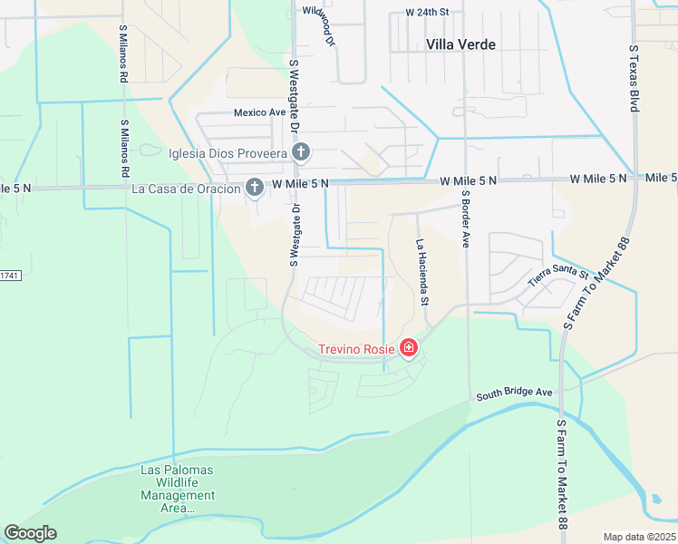 map of restaurants, bars, coffee shops, grocery stores, and more near 1502 Tierra Encantada in Weslaco