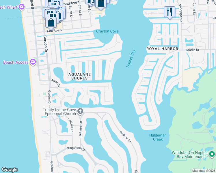 map of restaurants, bars, coffee shops, grocery stores, and more near 850 21st Court South in Naples