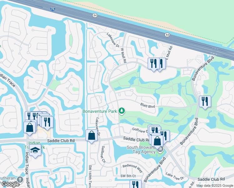 map of restaurants, bars, coffee shops, grocery stores, and more near 1 Fleming Court in Weston