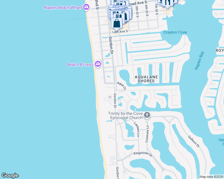 map of restaurants, bars, coffee shops, grocery stores, and more near 2080 Gordon Drive in Naples
