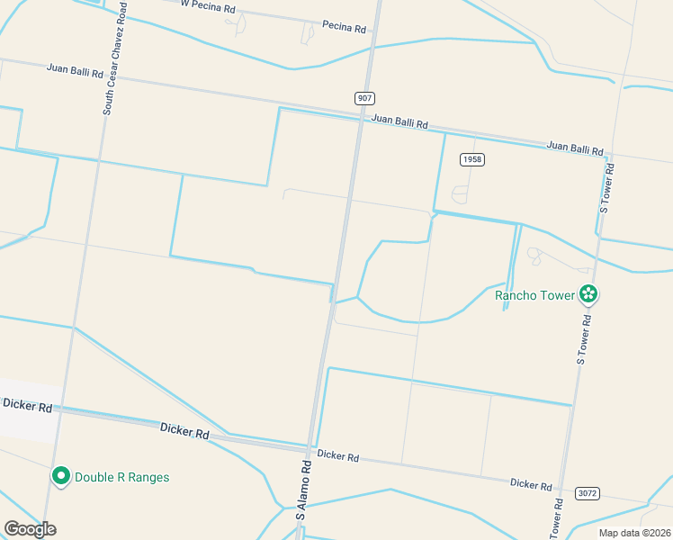 map of restaurants, bars, coffee shops, grocery stores, and more near 2347 South Alamo Road in Alamo