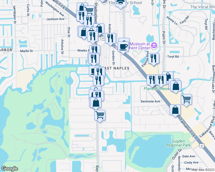 map of restaurants, bars, coffee shops, grocery stores, and more near 3049 Coco Avenue in Naples