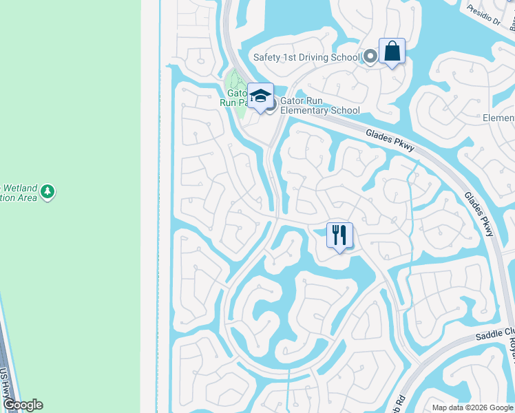 map of restaurants, bars, coffee shops, grocery stores, and more near 1491 Zenith Way in Weston