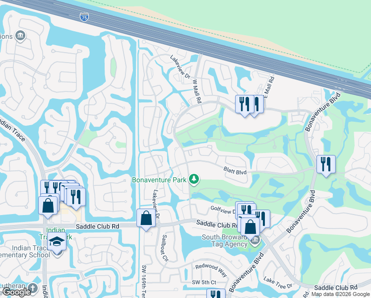 map of restaurants, bars, coffee shops, grocery stores, and more near 1 Fleming Court in Weston