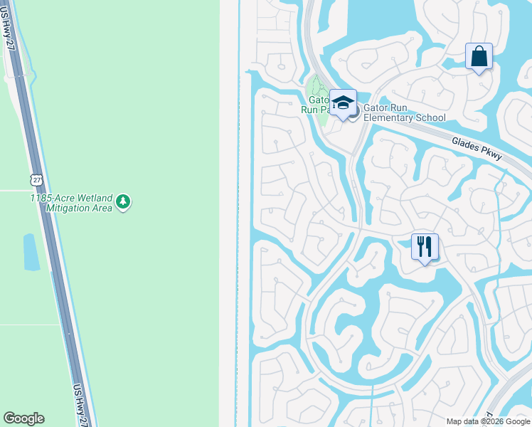 map of restaurants, bars, coffee shops, grocery stores, and more near 1241 Canary Island Drive in Weston