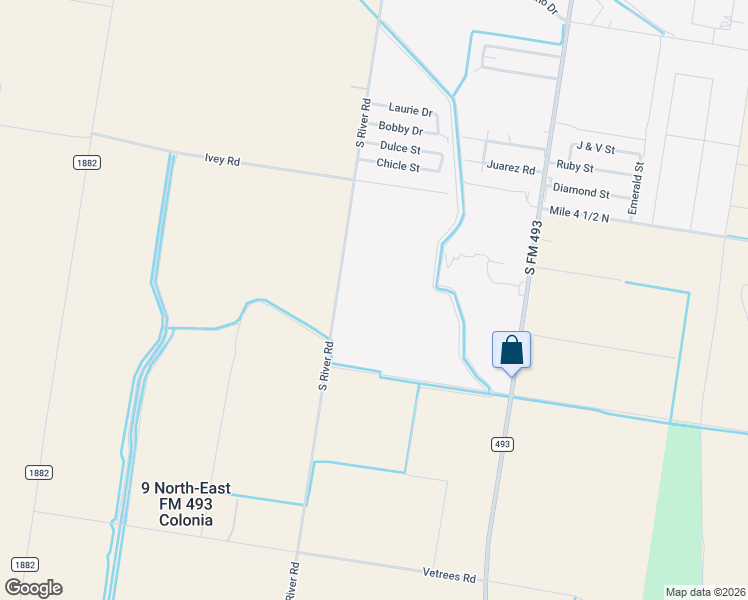 map of restaurants, bars, coffee shops, grocery stores, and more near 3525 South River Road in Donna