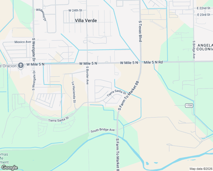 map of restaurants, bars, coffee shops, grocery stores, and more near 512 Santa Elena Street in Weslaco