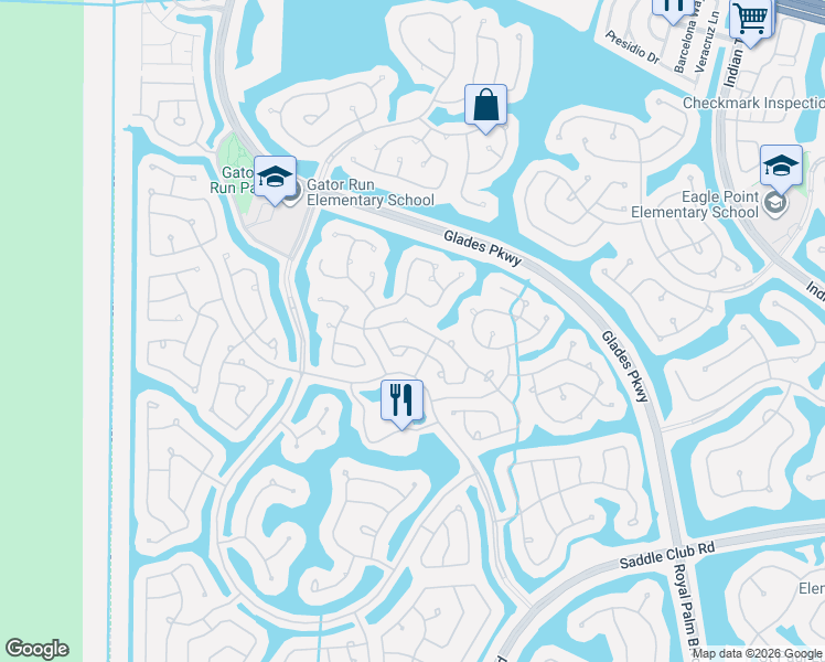 map of restaurants, bars, coffee shops, grocery stores, and more near 1408 Sabal Trail in Weston