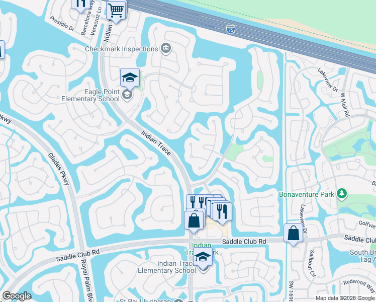 map of restaurants, bars, coffee shops, grocery stores, and more near 351 Fairmont Way in Weston