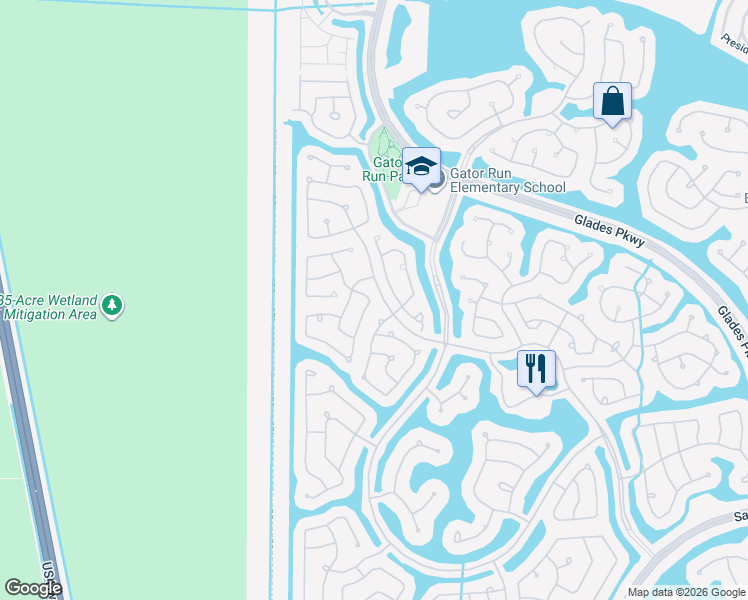 map of restaurants, bars, coffee shops, grocery stores, and more near 1566 Canary Island Drive in Weston