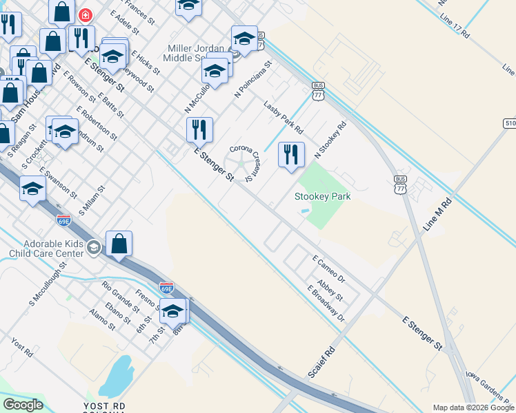 map of restaurants, bars, coffee shops, grocery stores, and more near 1496 East Stenger Street in San Benito