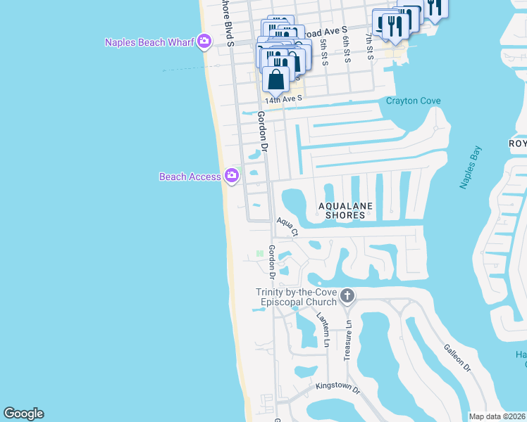 map of restaurants, bars, coffee shops, grocery stores, and more near 1950 Gordon Drive in Naples