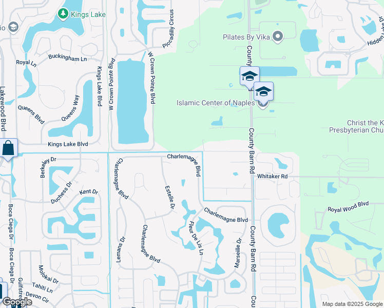 map of restaurants, bars, coffee shops, grocery stores, and more near 897 Charlemagne Boulevard in Naples