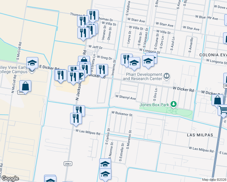 map of restaurants, bars, coffee shops, grocery stores, and more near 7605 East Pecan Plantation Circle in Pharr