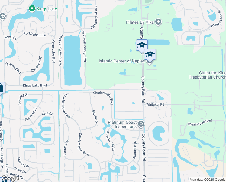 map of restaurants, bars, coffee shops, grocery stores, and more near 897 Charlemagne Boulevard in Naples