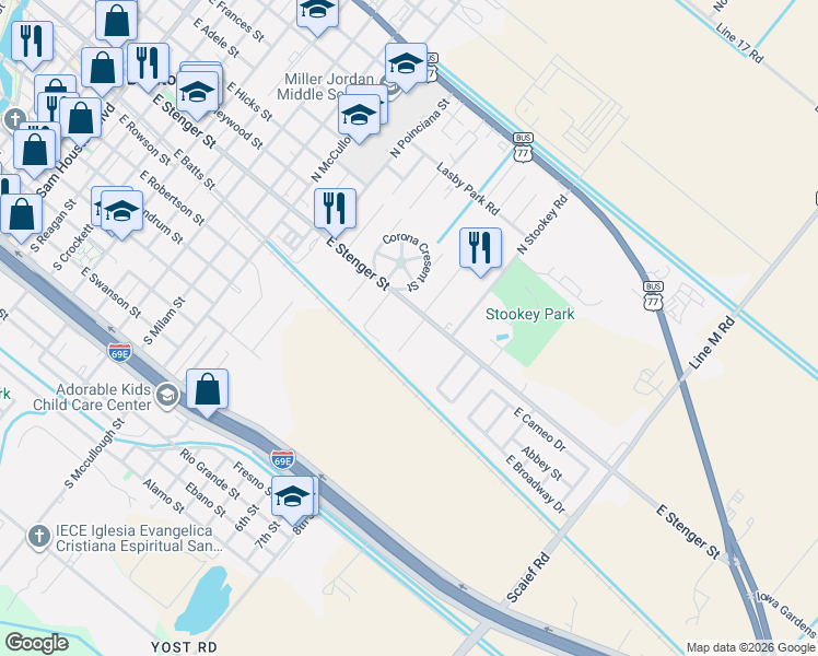 map of restaurants, bars, coffee shops, grocery stores, and more near 1496 East Stenger Street in San Benito