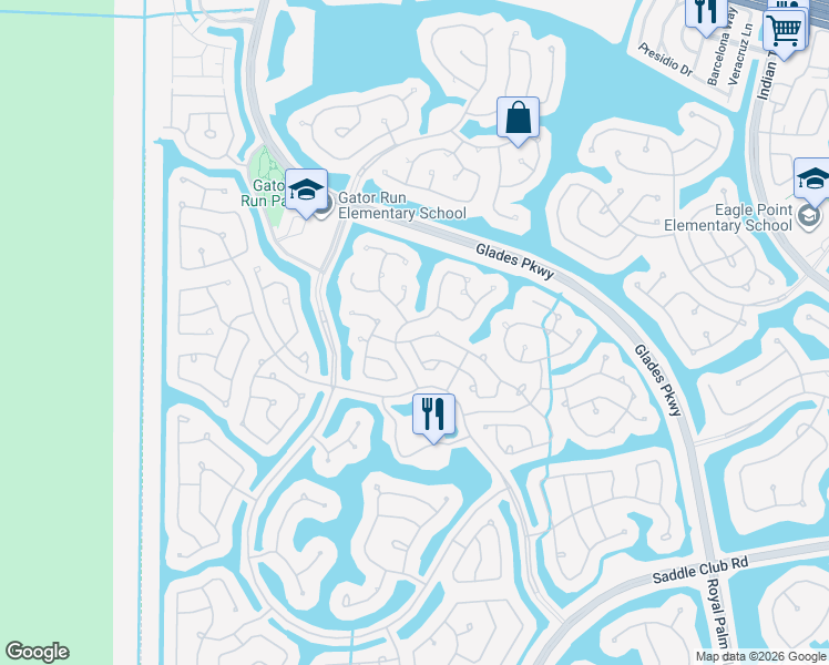 map of restaurants, bars, coffee shops, grocery stores, and more near 1480 Sabal Trail in Weston