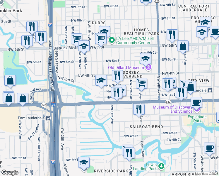 map of restaurants, bars, coffee shops, grocery stores, and more near 210 Northwest 15th Avenue in Fort Lauderdale