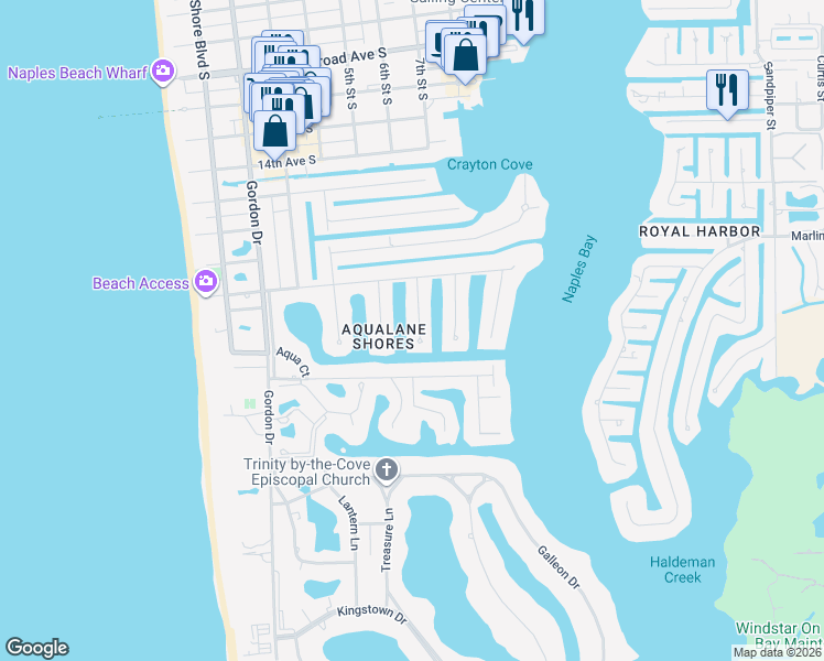 map of restaurants, bars, coffee shops, grocery stores, and more near 1990 6th Street South in Naples