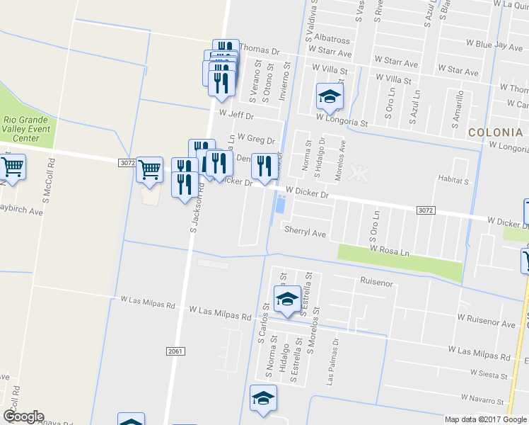 map of restaurants, bars, coffee shops, grocery stores, and more near 7605 East Pecan Plantation Circle in Pharr