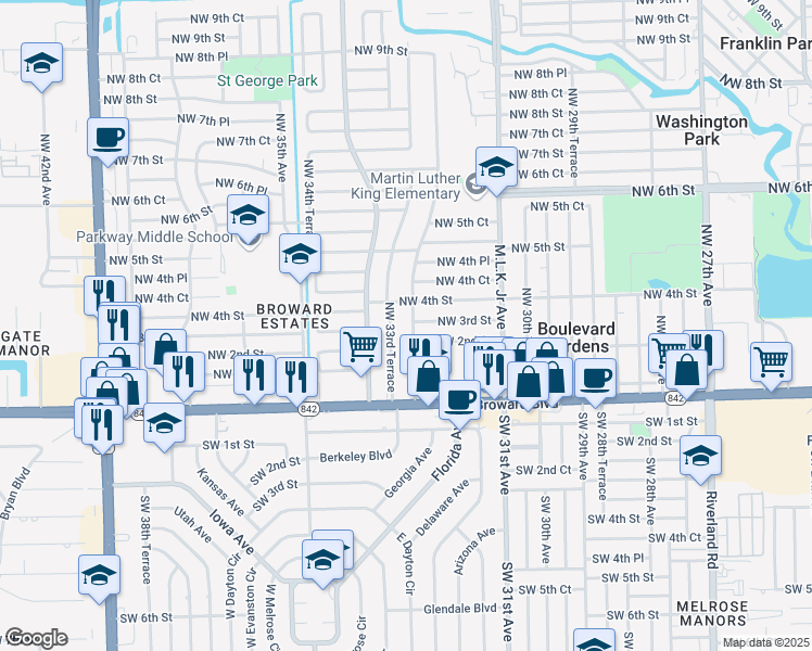 map of restaurants, bars, coffee shops, grocery stores, and more near 230 Northwest 33rd Avenue in Fort Lauderdale