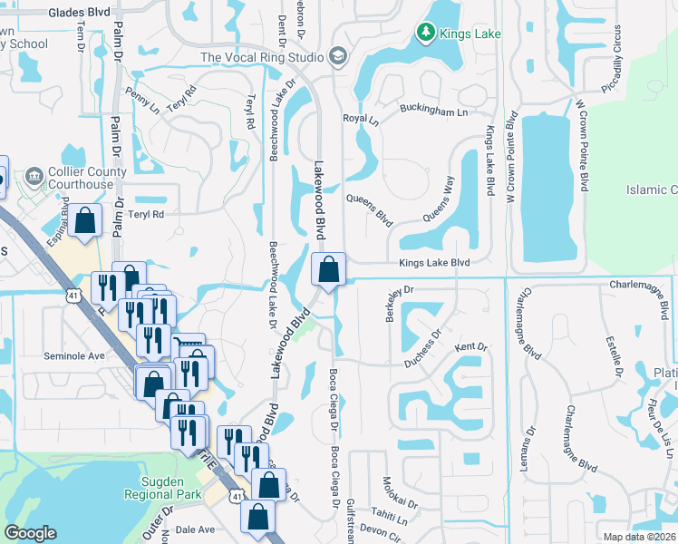 map of restaurants, bars, coffee shops, grocery stores, and more near 2353 Abbey Court in Naples