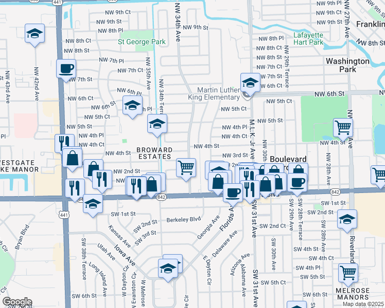 map of restaurants, bars, coffee shops, grocery stores, and more near 236 Northwest 34th Avenue in Fort Lauderdale