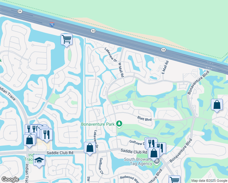 map of restaurants, bars, coffee shops, grocery stores, and more near 16784 Natures Way in Weston