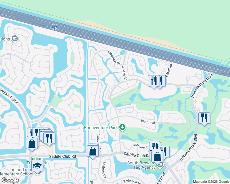 map of restaurants, bars, coffee shops, grocery stores, and more near 340 Racquet Club Road in Weston
