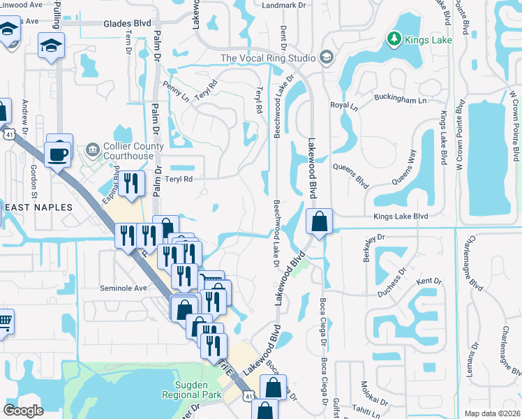 map of restaurants, bars, coffee shops, grocery stores, and more near 196 Albi Road in Naples