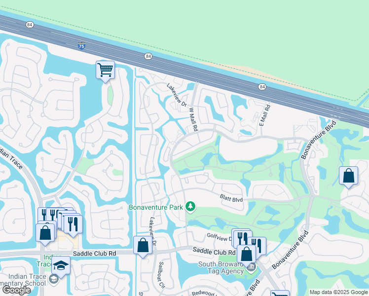 map of restaurants, bars, coffee shops, grocery stores, and more near 380 Racquet Club Road in Weston