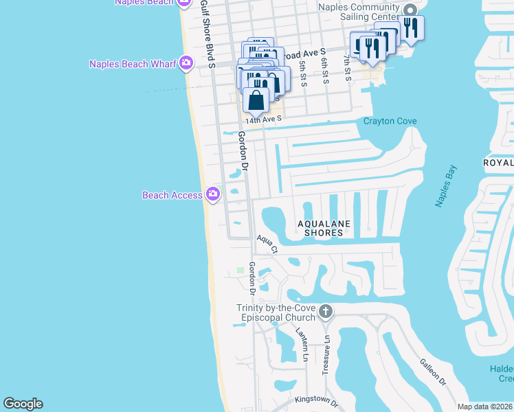 map of restaurants, bars, coffee shops, grocery stores, and more near 1790 Gordon Drive in Naples