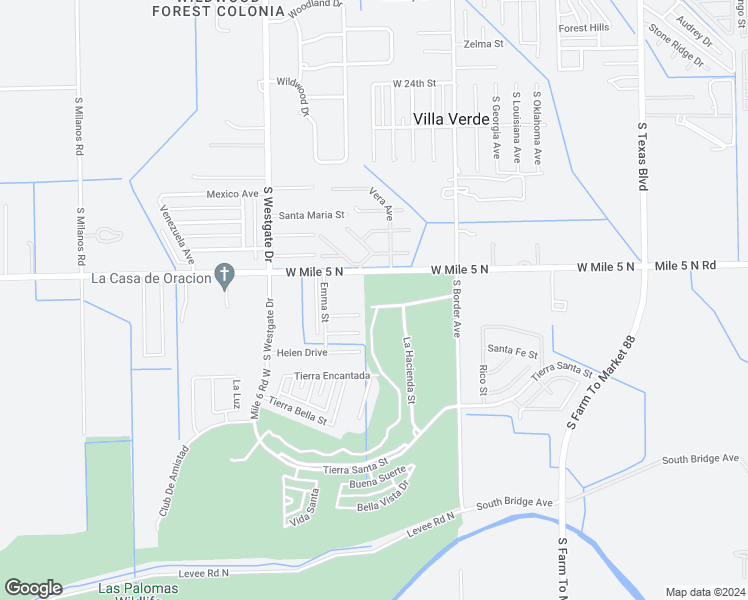 map of restaurants, bars, coffee shops, grocery stores, and more near 1210 Hacienda Del Sol in Weslaco