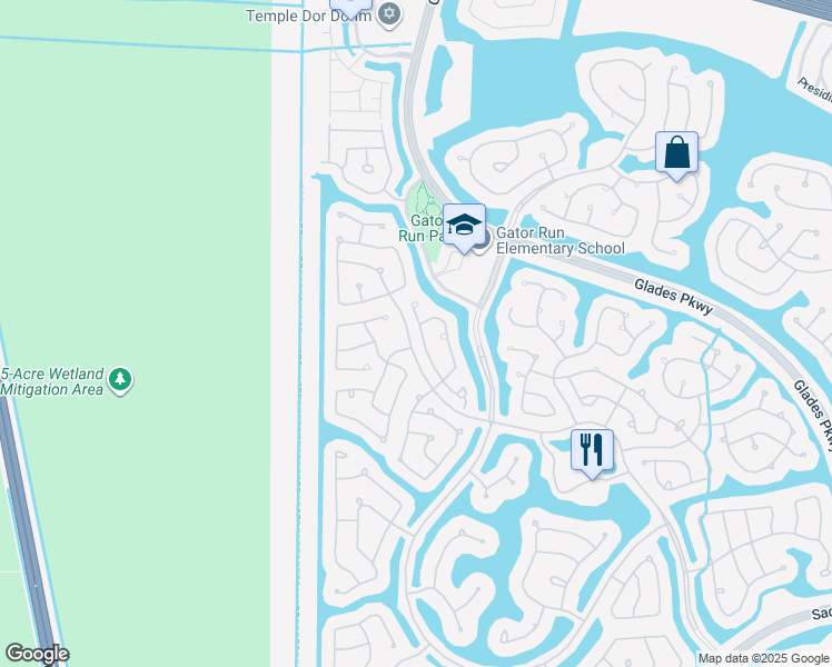 map of restaurants, bars, coffee shops, grocery stores, and more near 1659 Zenith Way in Weston