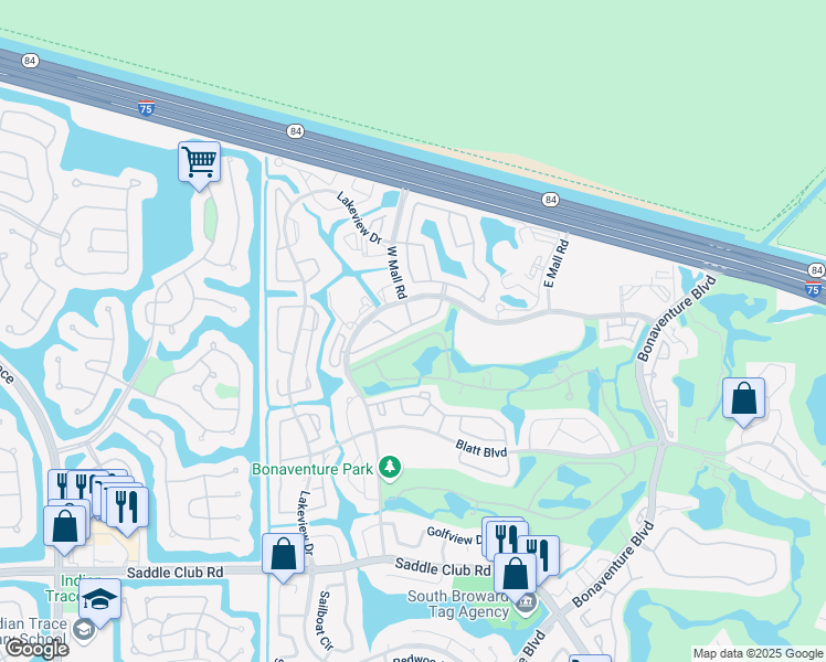 map of restaurants, bars, coffee shops, grocery stores, and more near 300 Racquet Club Road in Weston