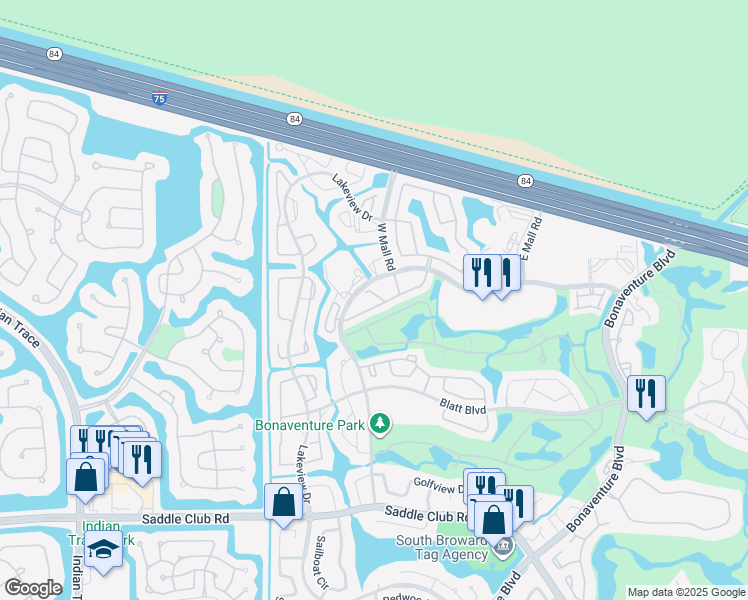 map of restaurants, bars, coffee shops, grocery stores, and more near 340 Racquet Club Road in Weston