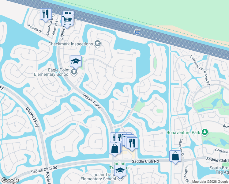 map of restaurants, bars, coffee shops, grocery stores, and more near 490 Fairmont Lane in Weston
